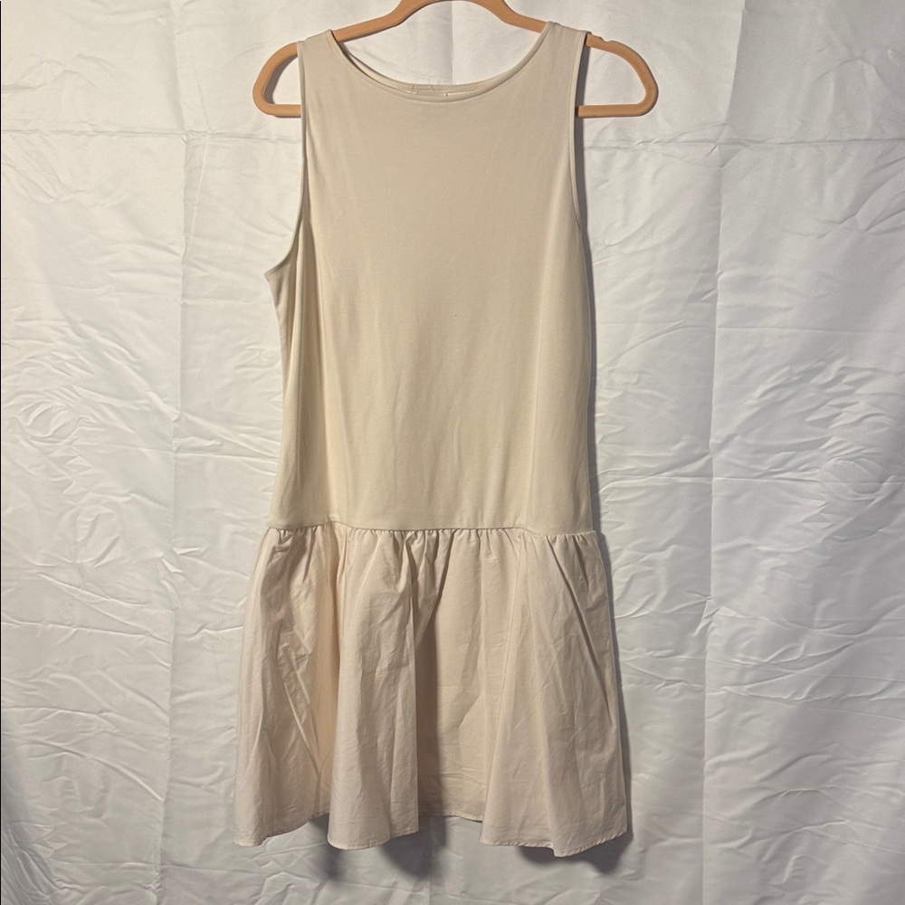 a new day Cream Sleeveless Drop-Waist Mini Dress